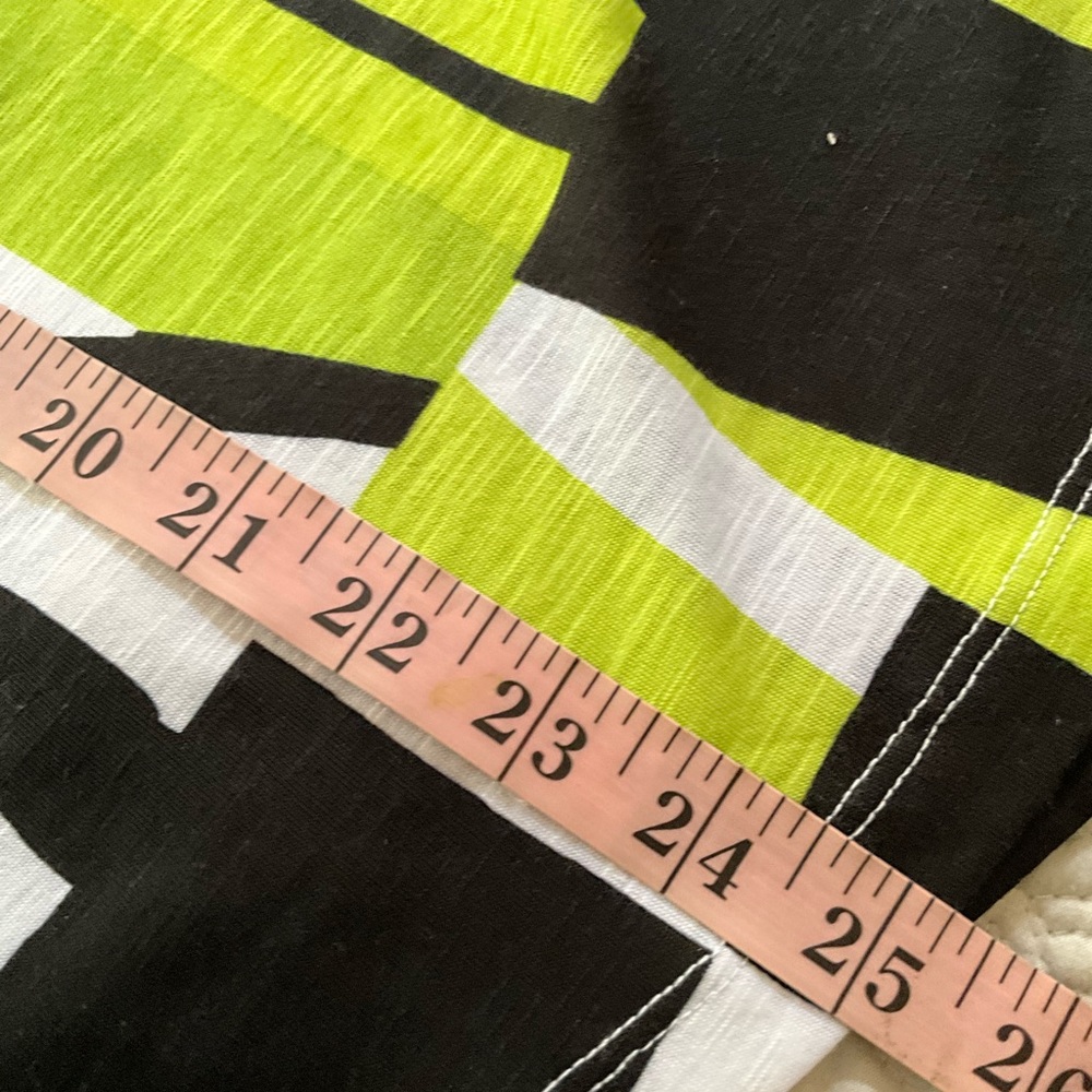 Multiples Lime Geometric Button Back Top L - image 5